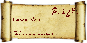 Popper Örs névjegykártya
